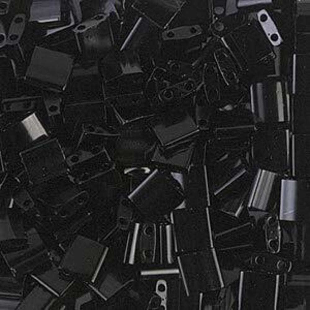 6865 PLESIU 50 Grams Miyuki Tila Bead 5x5mm Black Opaque Glass Bulk Bag